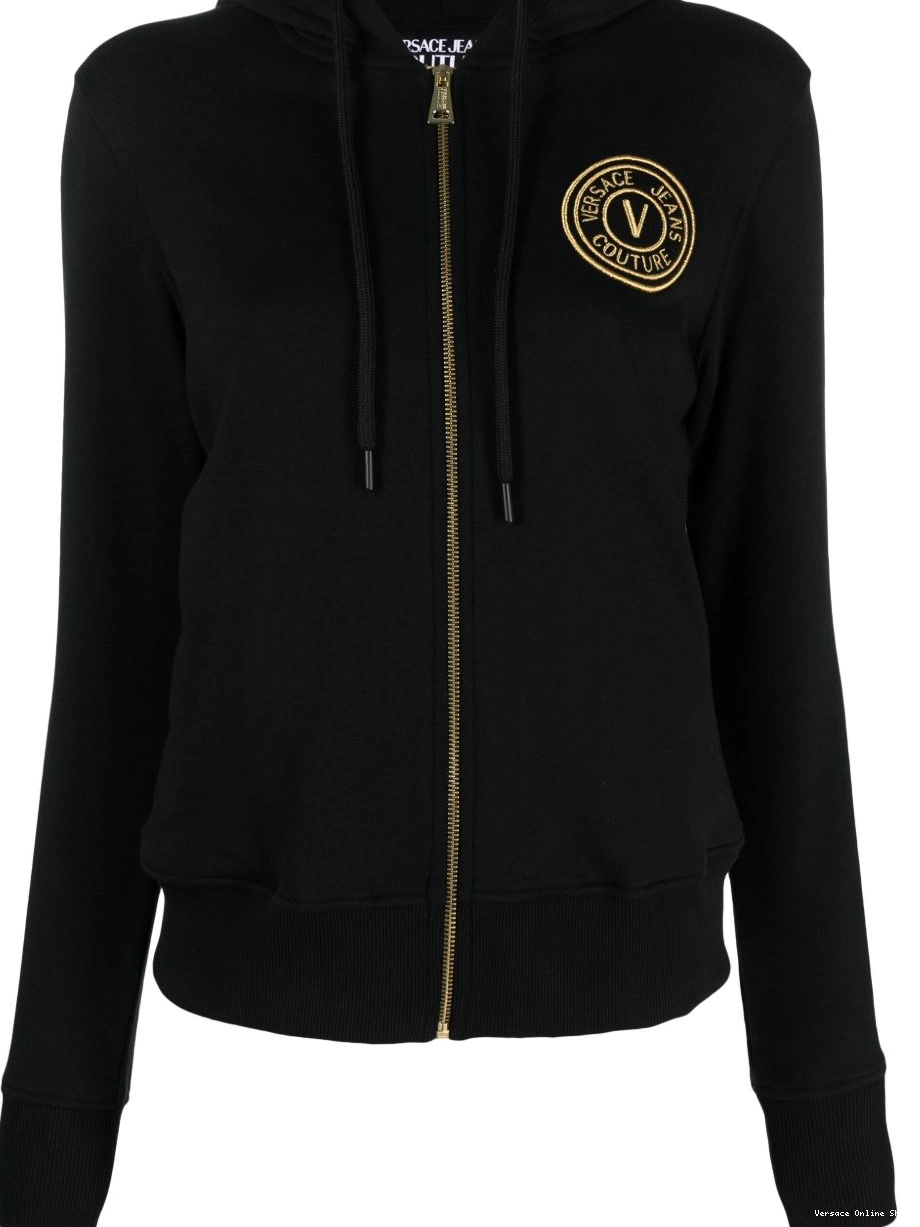 zip-up logo-embroidered Women Jeans cotton hoodie Couture Versace 0522